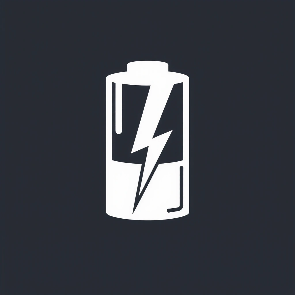 Icono que representa energía, como un rayo o una batería, con un diseño moderno y minimalista.
